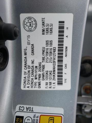 2HKRM4H33FH127483 - 2015 HONDA CR-V LX SILVER photo 10