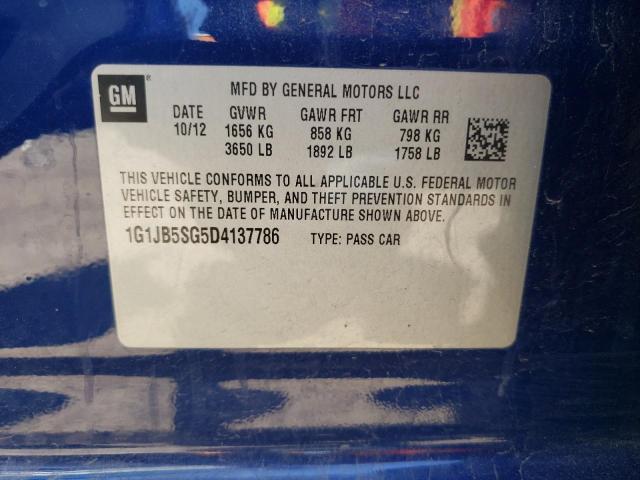 1G1JB5SG5D4137786 - 2013 CHEVROLET SONIC LS BLUE photo 10