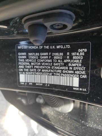 SHHFK7H9XKU223147 - 2019 HONDA CIVIC SPOR BLACK photo 10