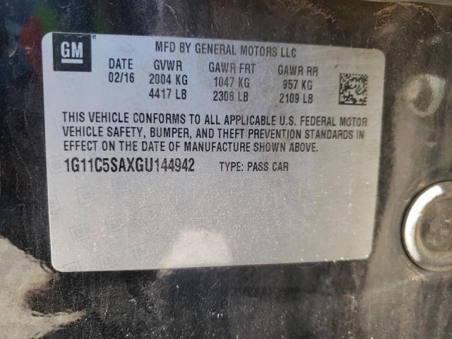 1G11C5SAXGU144942 - 2016 CHEVROLET MALIBU LIM 黑色 照片 10