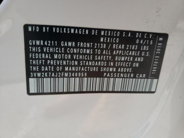 3VW2K7AJ2FM346959 - 2015 VOLKSWAGEN JETTA BASE  照片 10