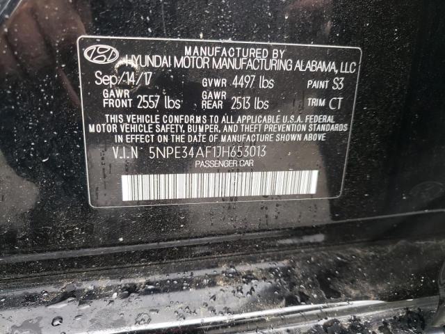 5NPE34AF1JH653013 - 2018 HYUNDAI SONATA SPO Чорний фото 10