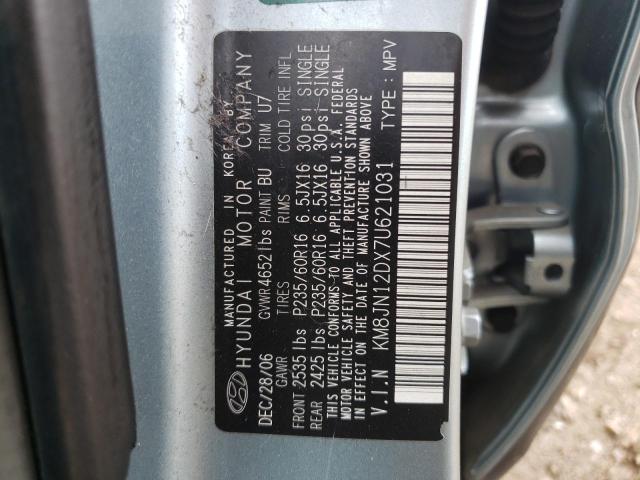 KM8JN12DX7U621031 - 2007 HYUNDAI TUCSON SE SILVER photo 10