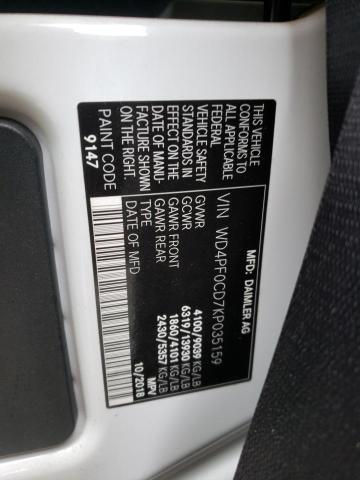 WD4PF0CD7KP035159 - 2019 MERCEDES-BENZ SPRINTER 2 WHITE photo 10