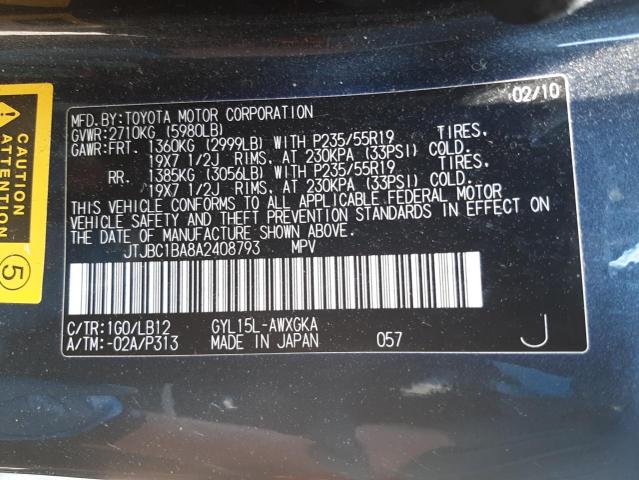 JTJBC1BA8A2408793 - 2010 LEXUS RX 450 BLUE photo 10