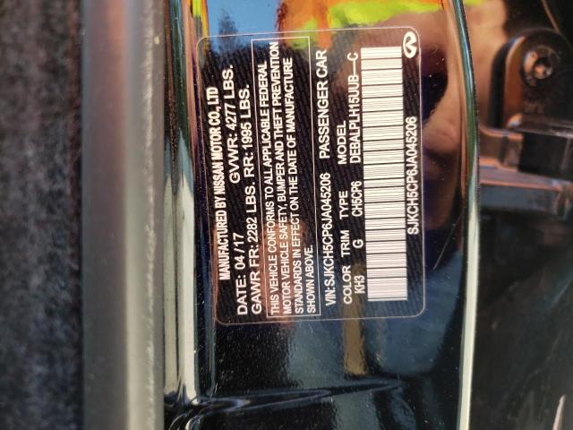 SJKCH5CP6JA045206 - 2018 INFINITI QX30 BASE BLACK photo 10