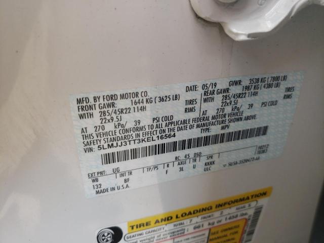 5LMJJ3TT3KEL16564 - 2019 LINCOLN NAVIGATOR 白色 照片 10