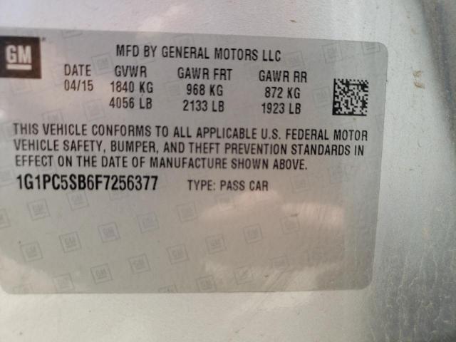 1G1PC5SB6F7256377 - 2015 CHEVROLET CRUZE LT SILVER photo 10