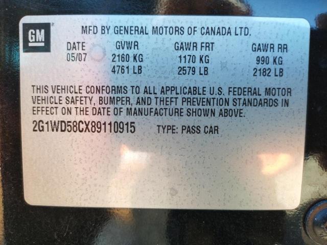 2G1WD58CX89110915 - 2008 CHEVROLET IMPALA SUP 黑色 照片 10