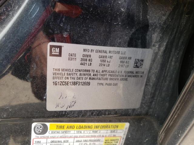 1G1ZC5E13BF312609 - 2011 CHEVROLET MALIBU 1LT 黑色 照片 10