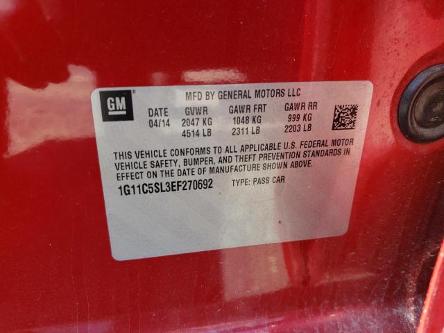 1G11C5SL3EF270692 - 2014 CHEVROLET MALIBU 1LT RED photo 10