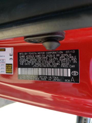 JTKJF5C76E3076183 - 2014 TOYOTA SCION TC წითელი ფოტო 10