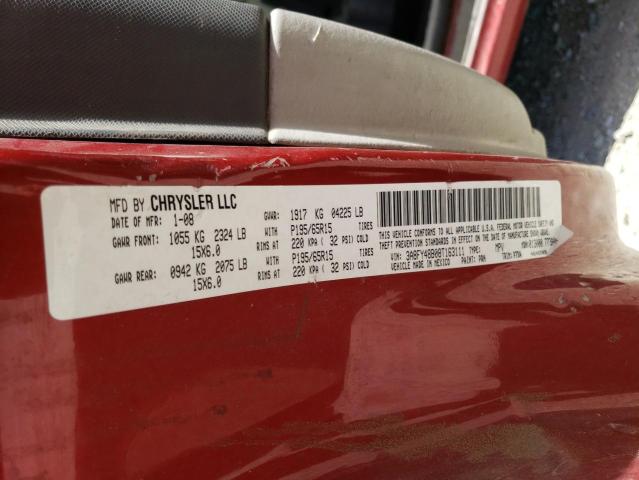 3A8FY48B08T163111 - 2008 CHRYSLER PT CRUISER RED photo 10