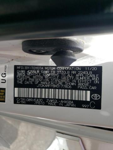 JTDKAMFP8M3177806 - 2021 TOYOTA PRIUS PRIM 白色 照片 10