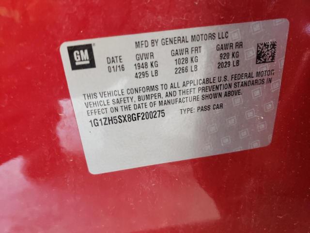 1G1ZH5SX8GF200275 - 2016 CHEVROLET MALIBU PRE MAROON photo 10