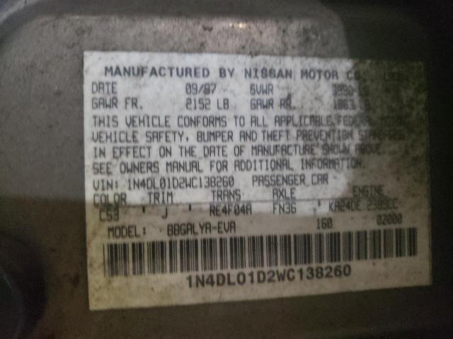 1N4DL01D2WC138260 - 1998 NISSAN ALTIMA S/S GRAY photo 10