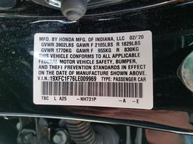 19XFC1F76LE009969 - 2020 HONDA CIVIC EXL Qara foto 10