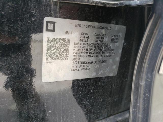 1G1105S36KU103386 - 2019 CHEVROLET IMPALA PRE ვერცხლისფერი ფოტო 10