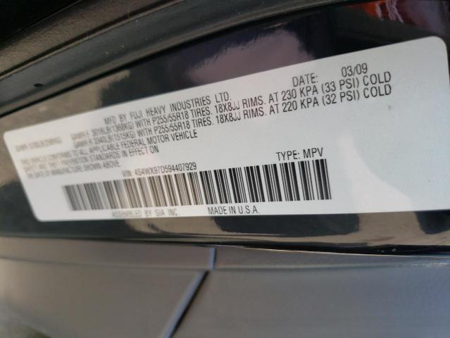 4S4WX97D594407929 - 2009 SUBARU TRIBECA LI BLACK photo 10