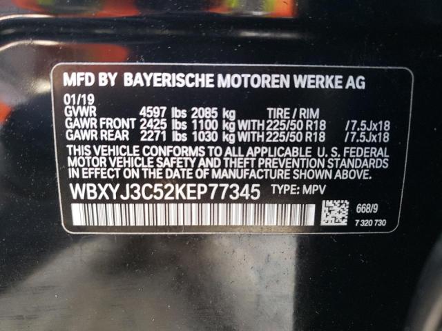 WBXYJ3C52KEP77345 - 2019 BMW X2 SDRIVE28I  photo 10