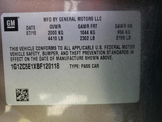 1G1ZC5E1XBF120118 - 2011 CHEVROLET MALIBU 1LT 棕色 照片 10