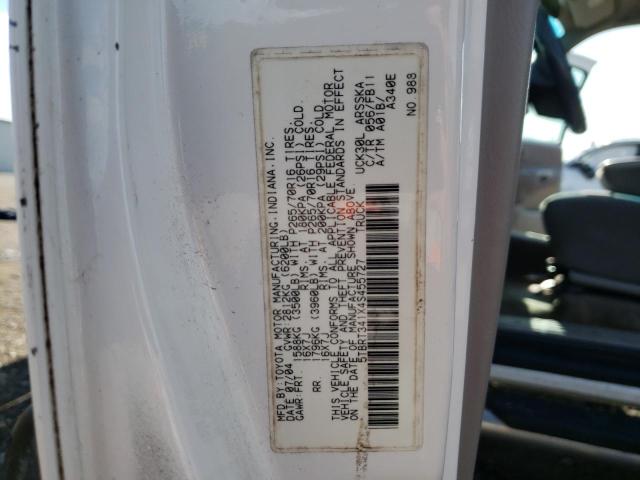 5TBRT341X4S455727 - 2004 TOYOTA TUNDRA ACCESS CAB SR5  photo 10