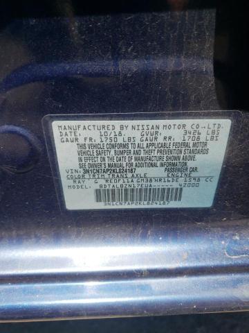 3N1CN7AP2KL824187 - 2019 NISSAN VERSA S  photo 10