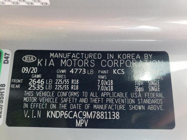 KNDP6CAC9M7881138 - 2021 KIA SPORTAGE S SILVER photo 10