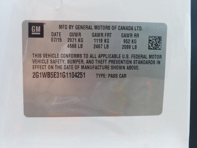 2G1WB5E31G1104251 - 2016 CHEVROLET IMPALA LIM WHITE photo 10