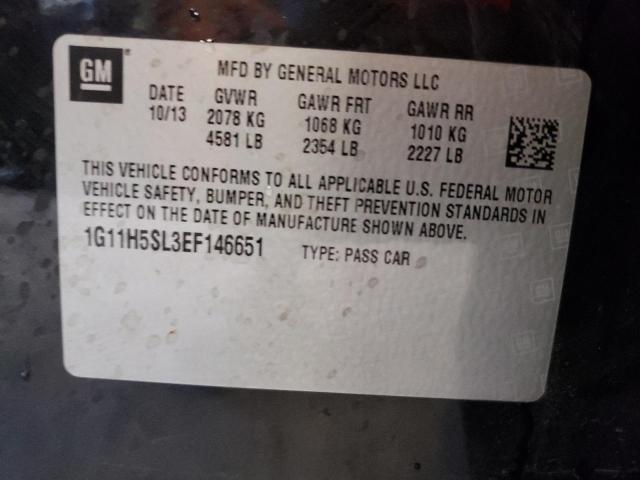 1G11H5SL3EF146651 - 2014 CHEVROLET MALIBU LTZ შავი ფოტო 10
