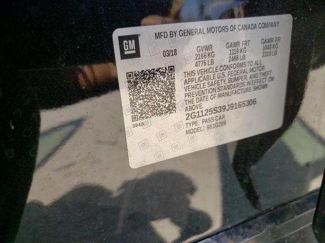 2G1125S39J9165306 - 2018 CHEVROLET IMPALA PRE შავი ფოტო 10