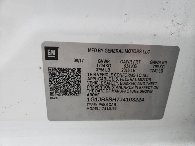 1G1JB5SH7J4103224 - 2018 CHEVROLET SONIC LS WHITE photo 10