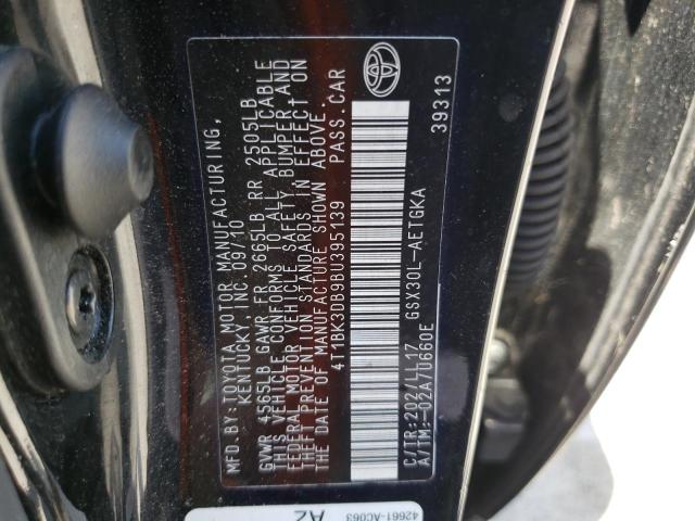 4T1BK3DB9BU395139 - 2011 TOYOTA AVALON BAS BLACK photo 10