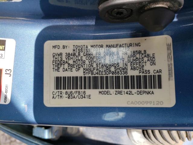 5YFBU4EE3DP088336 - 2013 TOYOTA COROLLA BASE  照片 10