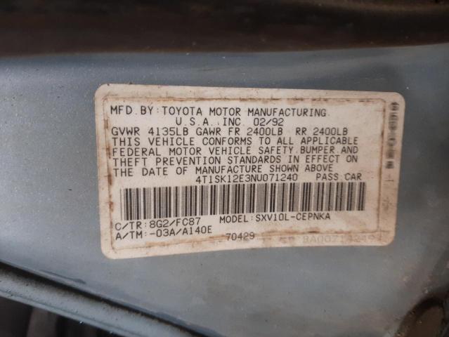 4T1SK12E3NU071240 - 1992 TOYOTA CAMRY LE BLUE photo 10