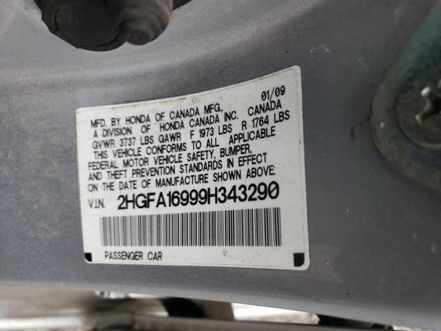 2HGFA16999H343290 - 2009 HONDA CIVIC EXL 米色 照片 10