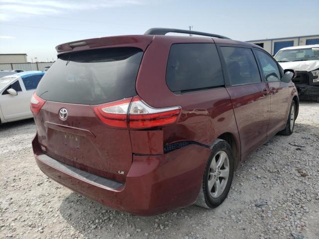 5TDKZ3DC4HS767492 - 2017 TOYOTA SIENNA LE BURGUNDY photo 4