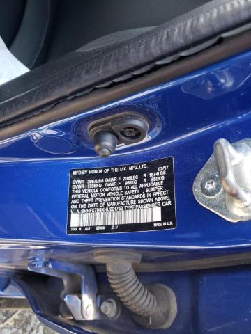 SHHFK7H4XHU221752 - 2017 HONDA CIVIC SPOR BLUE photo 10