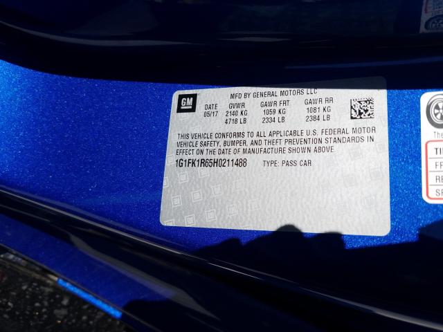 1G1FK1R65H0211488 - 2017 CHEVROLET CAMARO ZL1 蓝色 照片 10