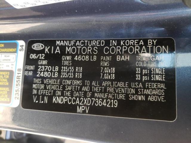 KNDPCCA2XD7364219 - 2013 KIA SPORTAGE E BLUE photo 10