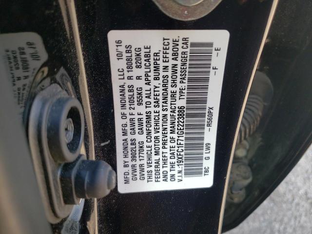 19XFC1F71GE223886 - 2016 HONDA CIVIC EXL 黑色 照片 10