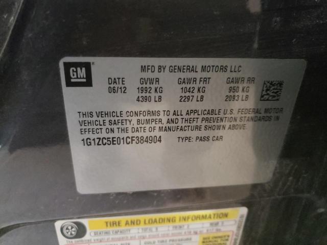 1G1ZC5E01CF384904 - 2012 CHEVROLET MALIBU 1LT შავი ფოტო 10