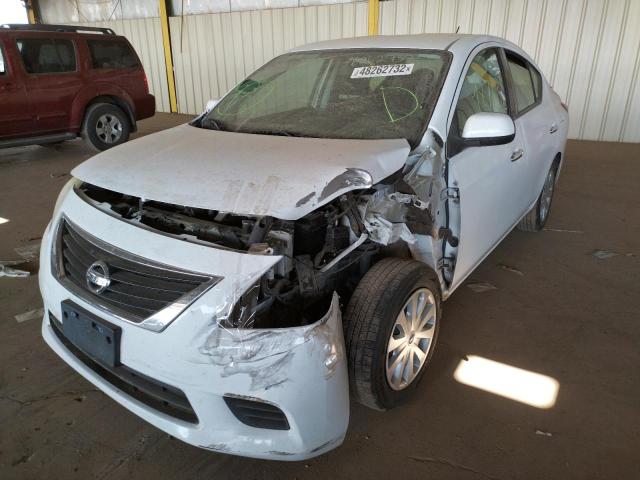 3N1CN7AP9EL826572 - 2014 NISSAN VERSA S WHITE photo 2