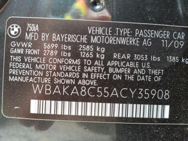WBAKA8C55ACY35908 - 2010 BMW 750 I BLACK photo 10