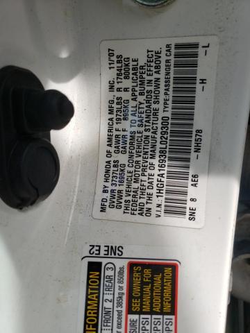 1HGFA16938L029300 - 2008 HONDA CIVIC EXL 白色 照片 10