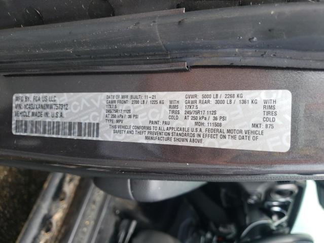 1C4GJXAN8MW757312 - 2021 JEEP WRANGLER S GRAY photo 10