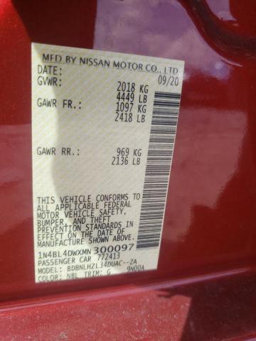 1N4BL4DWXMN300097 - 2021 NISSAN ALTIMA SV RED photo 10