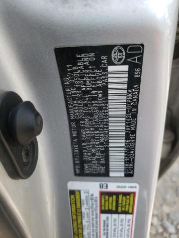 2T1BU4EE2BC562211 - 2011 TOYOTA COROLLA BA SILVER photo 10