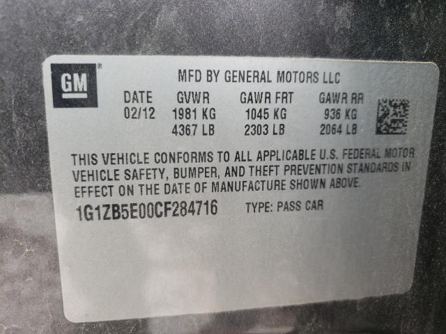 1G1ZB5E00CF284716 - 2012 CHEVROLET MALIBU LS GRAY photo 10