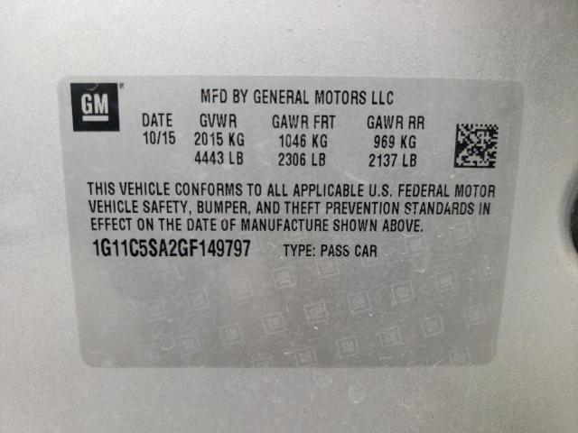 1G11C5SA2GF149797 - 2016 CHEVROLET MALIBU LIM 银色 照片 10